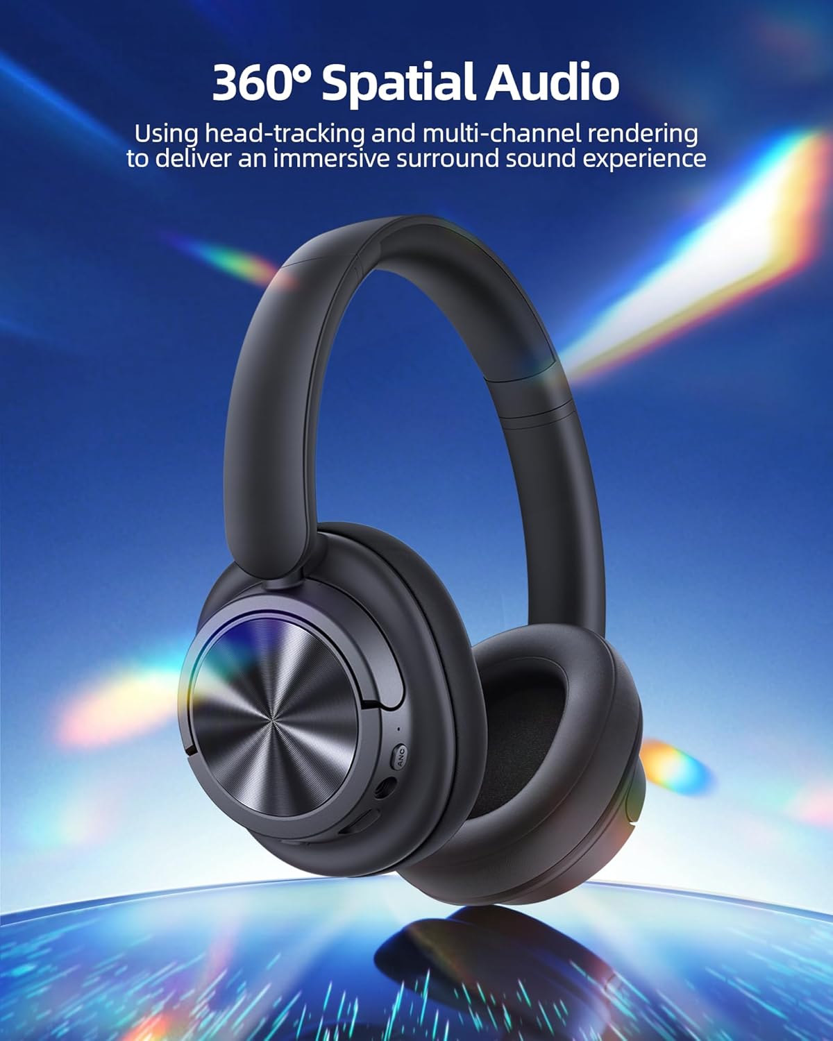 Hybrid Active Noise Cancelling Bluetooth 6.0 Headphones 120H Long Playtime, 6 ENC Mic, Over Ear Headphones Wireless, Hi-Res Audio, Memory Foam Earcup, Transparency Mode ANC Headphone for Travel Office - Image 8